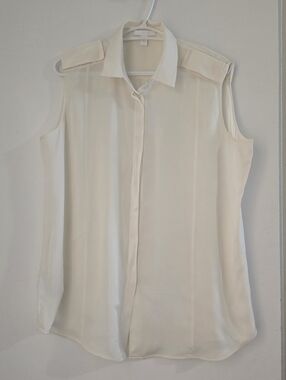 Hugo Boss Sleeveless Cream Silk  Blouse